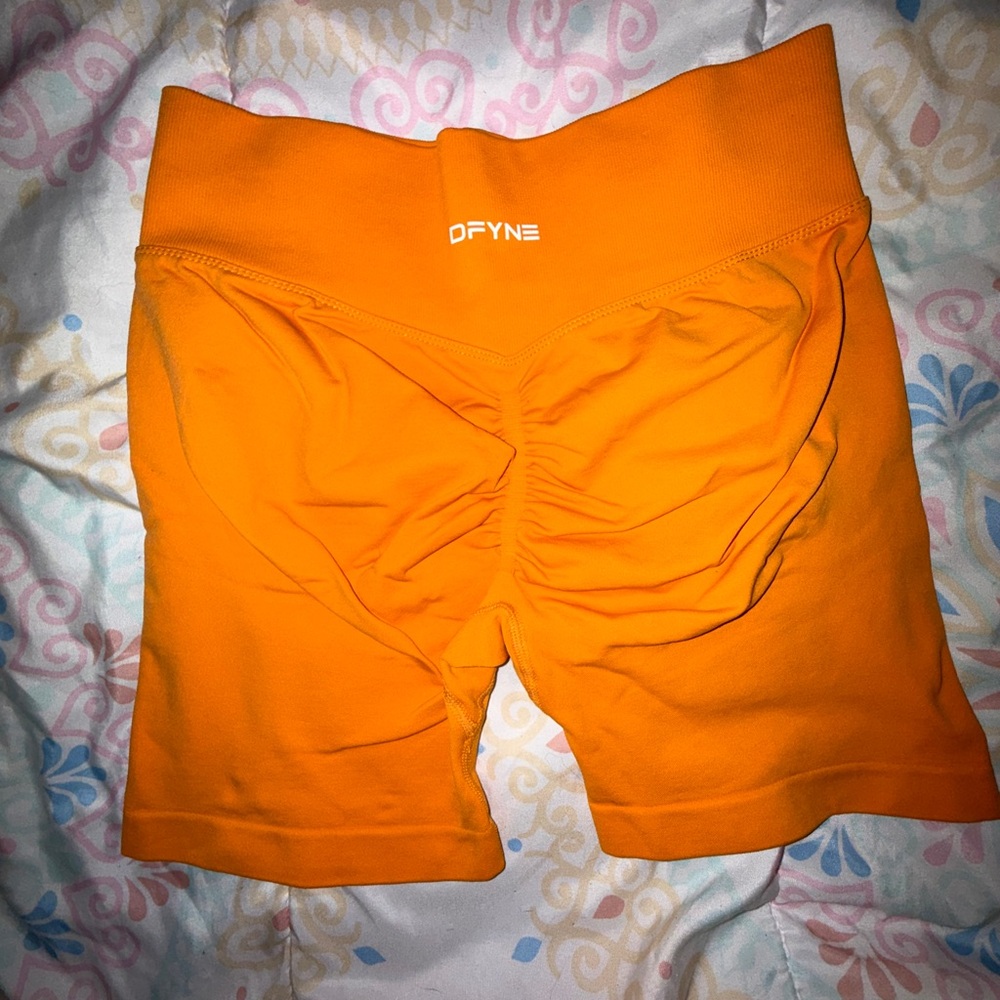 DFYNE Women's Orange Athletic Shorts - Picture 2 of 2
